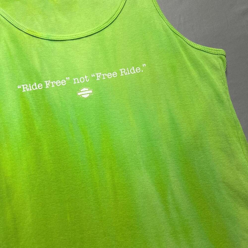 Harley Davidson Tank Top Green Ride Free Not Free Ride - Picture 9 of 10